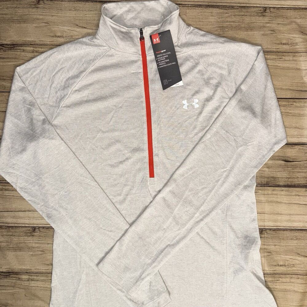 Under Armour Womens Tech Twist Half Zip Long Sleeves Ghost Gray Size Medium NWT